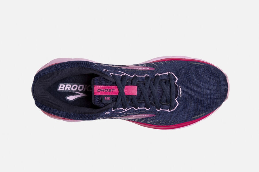 Brooks Ghost 13 Road Running Shoes Womens Navy/Red 284697-ZKN